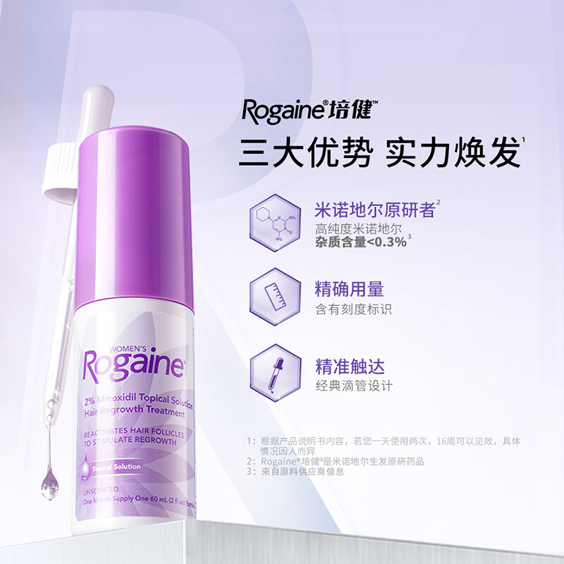 【香港直邮】Rogaine落健/培健 美国进口米诺地尔生发液 男女士泡沫溢脂性滋养头发增发剂 Rogaine米诺地尔酊2%女士生发液1瓶装
